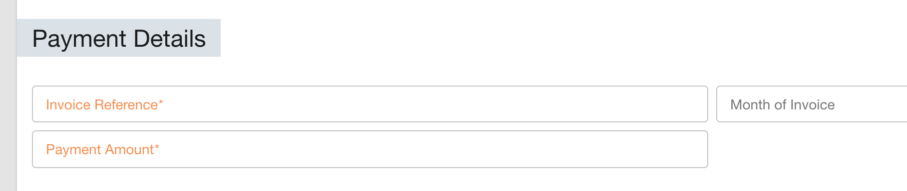 Payment details section