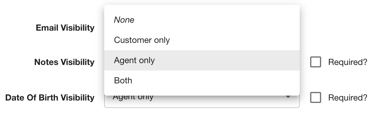 Field visibility options