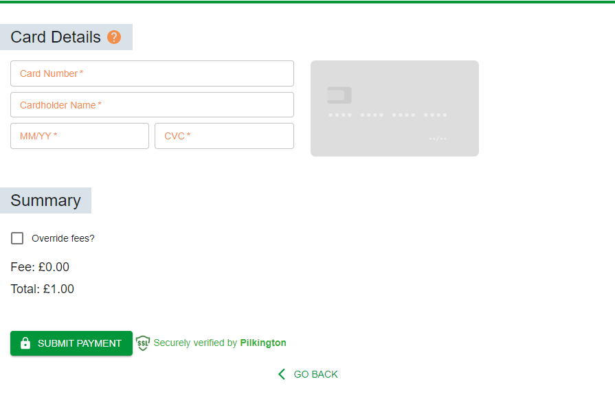 Phone payment form - step 2